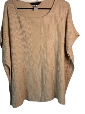 Ming Wang Boho Fall Layering Textured Ribbed Poncho Sweater  S/M